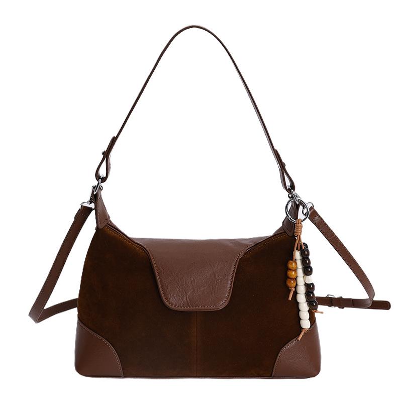 Large capacity retro suede underarm bag women's new trendy shoulder bag fashionable versatile commuter tote bag