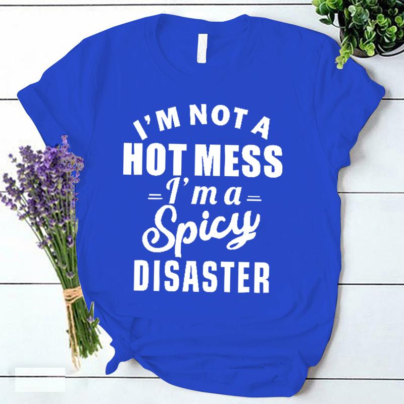 Im A Spicy Disaster Print T Shirt Korean Vintage Streetwear Y2k Clothes Summer Fashion Harajuku Women Clothing Trendy Tee Shirt