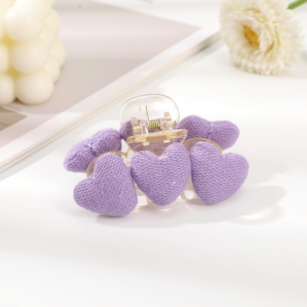 AWAYTR Cotton Love Heart Hair Claws Plastic Floral Hair Clips Crab For Women Girl Gift Hair Accessories Valentine Headwear