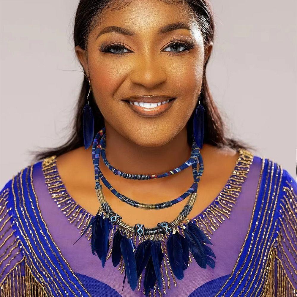 Vintage Feather Tassel Necklace Fashion Ethnic Jewelry Set Bohemian Necklace  Dating Accessories