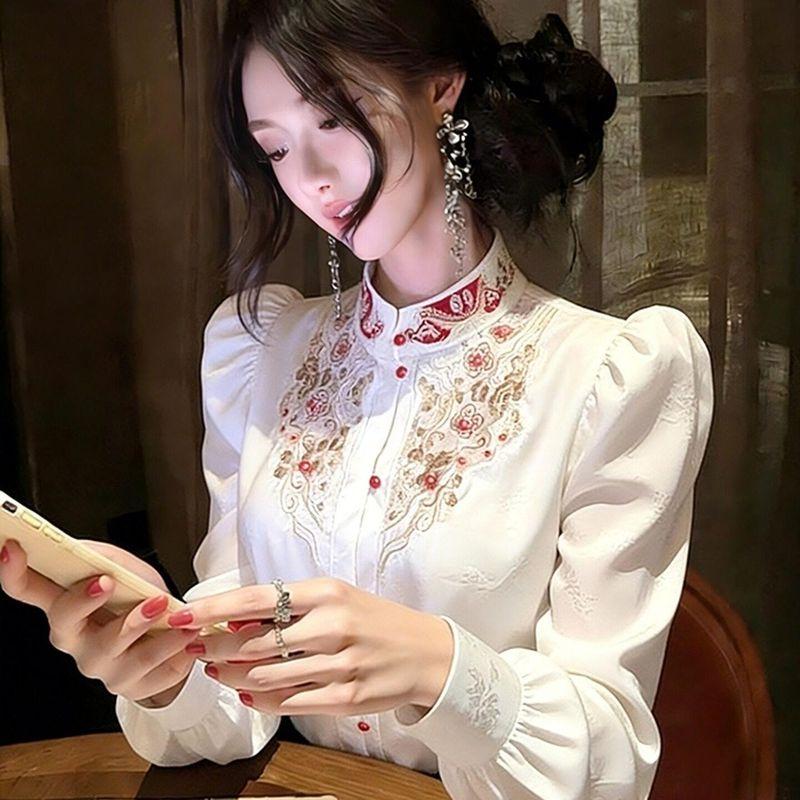 2026 Spring New Style Stunning New Chinese Style White Top with a High-End Feel, Fashionable and Modern Improved Tang Suit Shirt New Chinese Style White Top S