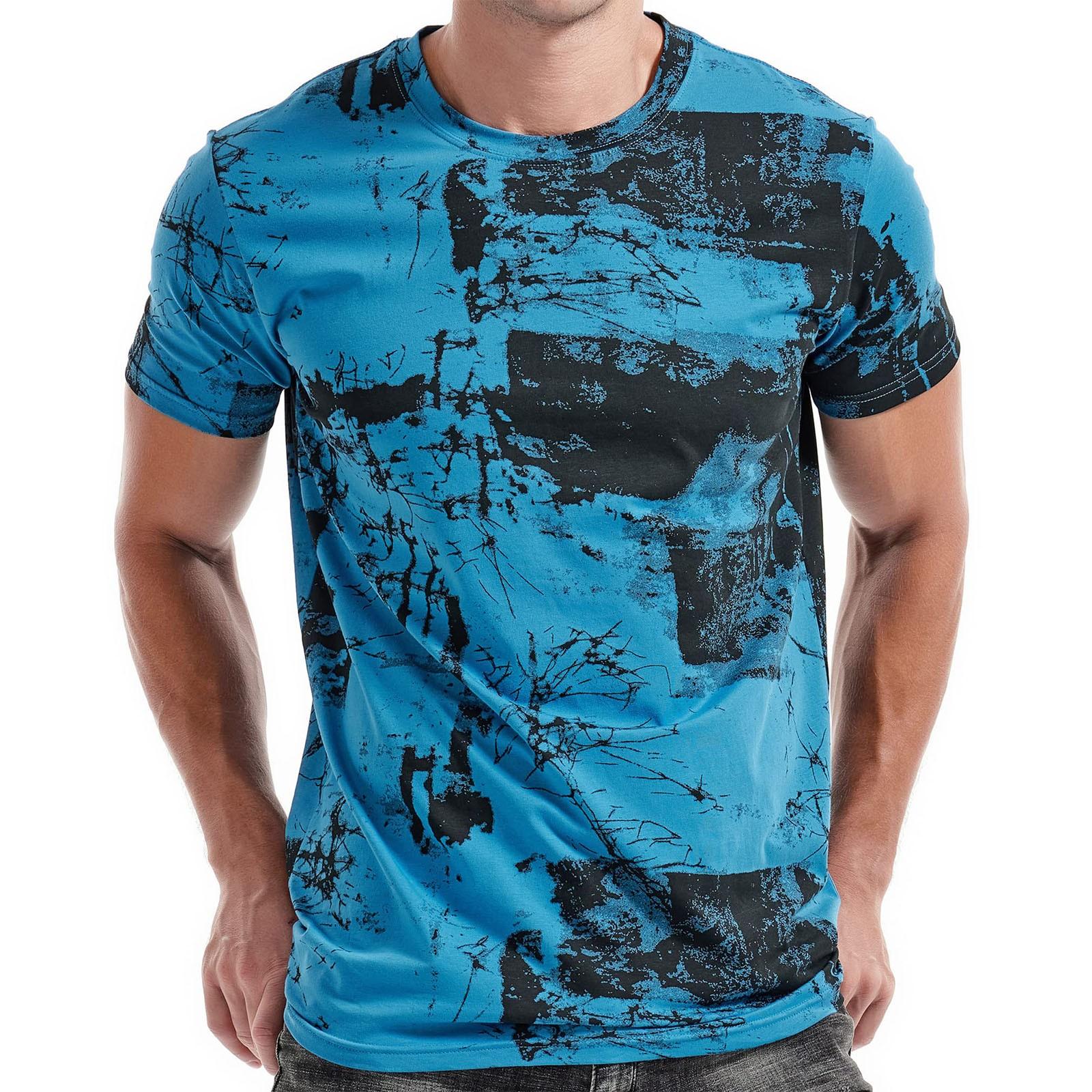 

Men s Short-sleeved Tie-dye Top T-shirt XXL синій