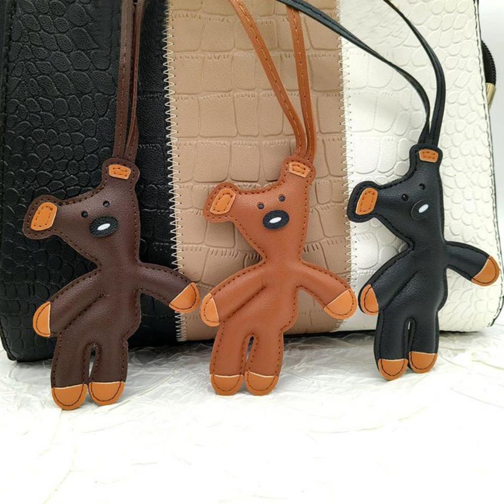 Mini Teddy Bear Keychain, Faux Leather Animal Keychain, Hanging Decoration Backpack, Handbag Hanging Decoration, Korean Version Bag Pendant