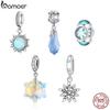 Bamoer 925 Silver Blue Snowflake Spacer Charm Frozen Ice Crystal Opal Sun Pendant for Bracelet Women Fashion Jewelry