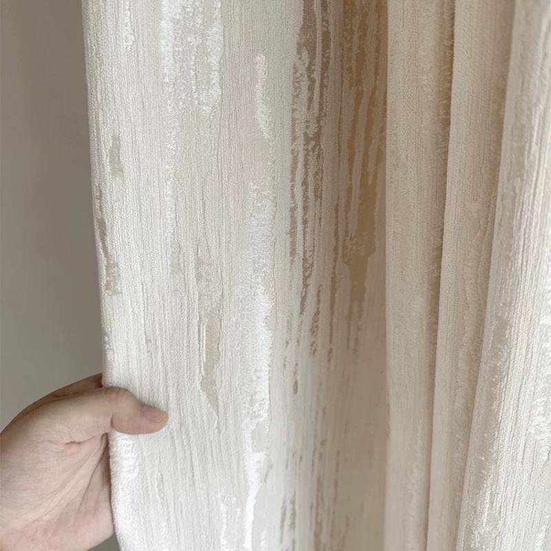 Franse Romantische Bronzing Geometrische Textuur Gordijnen 70% Verduistering Beige Raamgordijnen Stang -Haak Voor Woonkamer Slaapkamer 1Stuk W100 x H160cm 1Piece&Multi-function Tape