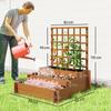 3 Tier Garden Planters with Trellis for Vine Climbing, Wooden Raised Beds, 95x95x110cm, Brown