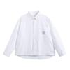 Luomeng Boys' Academy Style White Long-Sleeve Cotton Shirt