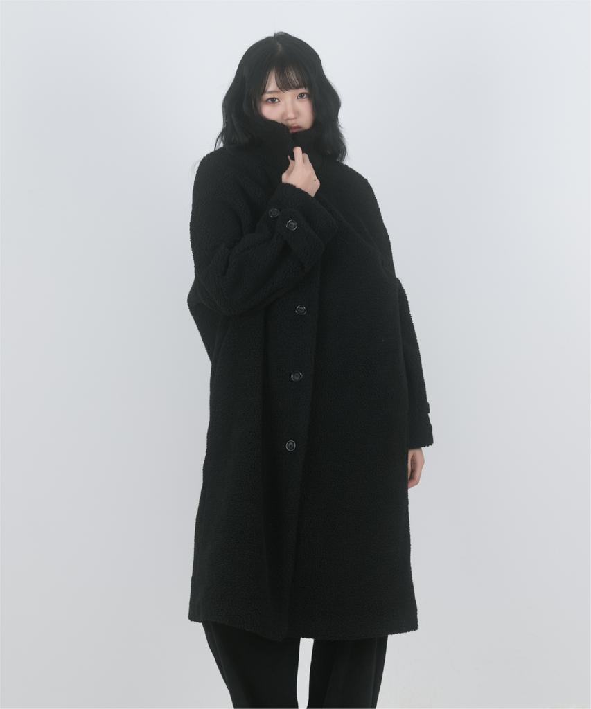 NAAIEEN Heavy Fleece High-Neck Long Coat