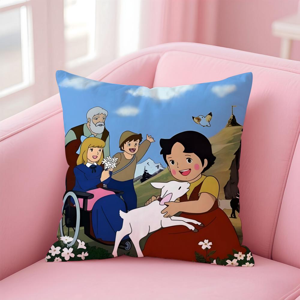Anime Heidi Una Ragazza Delle Alpi Icone Federa Cuscino Copricuscino in Lino Morbido Decorazione Per Divano Stanza di Casa