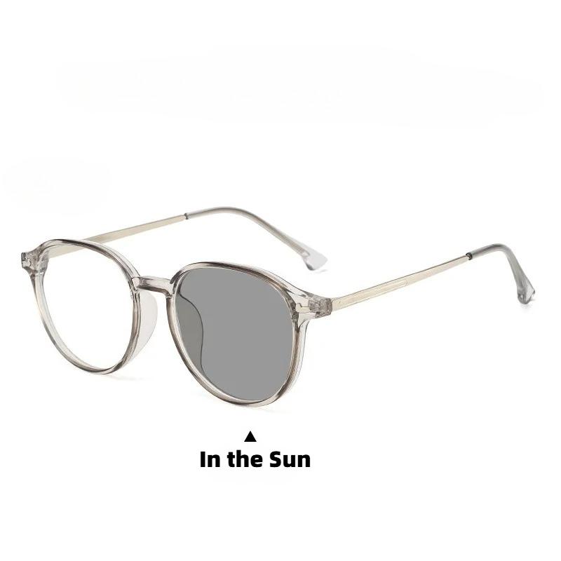 Fashionable Oval Frame Photochromic Myopia Glasses Women's INS Style Anti Blue Light Eyeglasses Minus Diopter 0 To -4.0