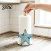 Paper Towel Holder Solid Wood Design Style Ocean with Seahorse Vertical Holder Kitchen Roll Stand Durable Wooden Crab Sailboat