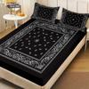 3pcs Retro Black Wave Pattern Print Coreless Bed Sheet Set Multiple Sizes Soft Bedcover Bedroom Bedding Decoration