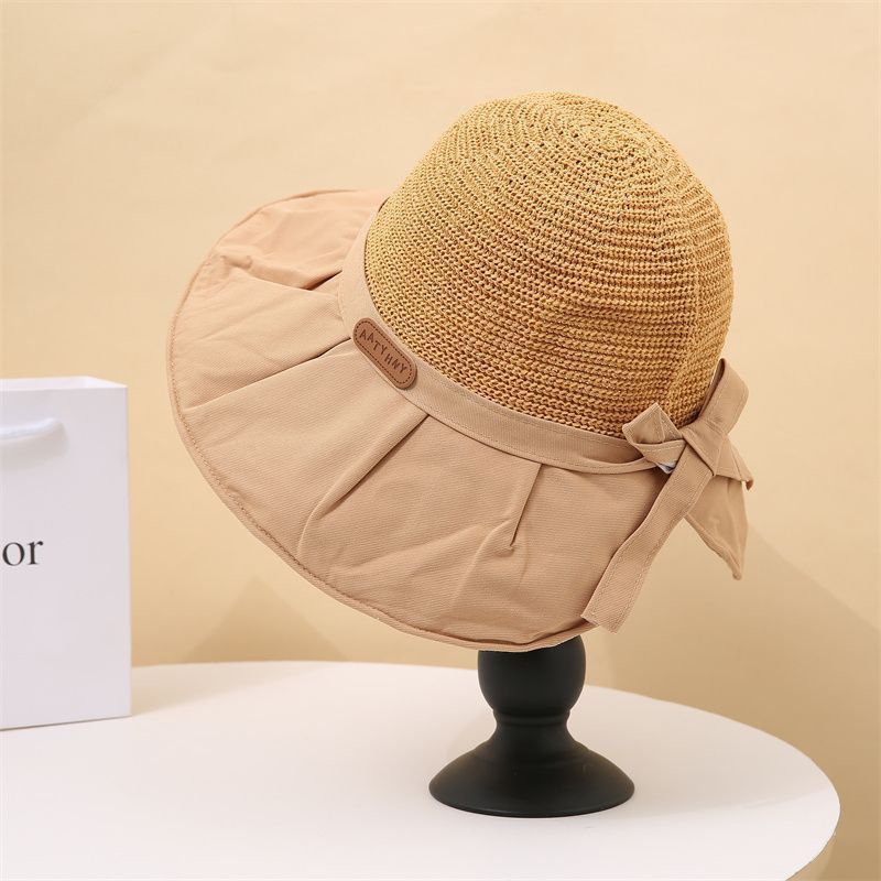 New bucket hat spring and autumn cotton labeling hat women's sunscreen sun hat big brim sun hat