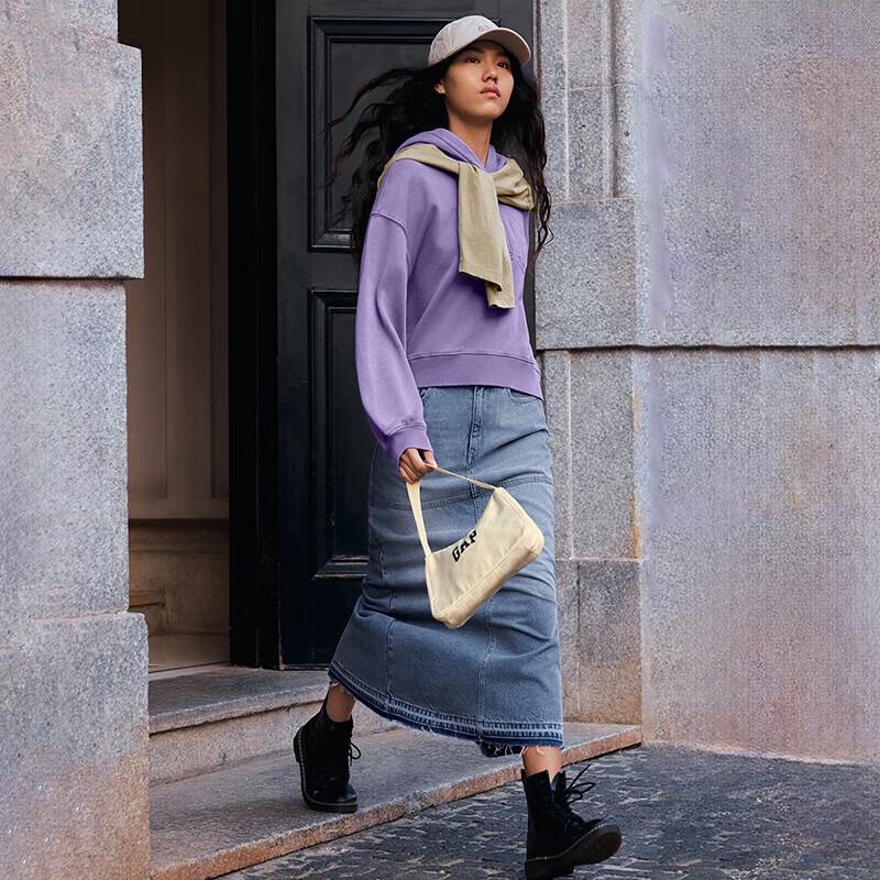 Gap Women's Fleece Drop-Shoulder Hooded Sweatshirt