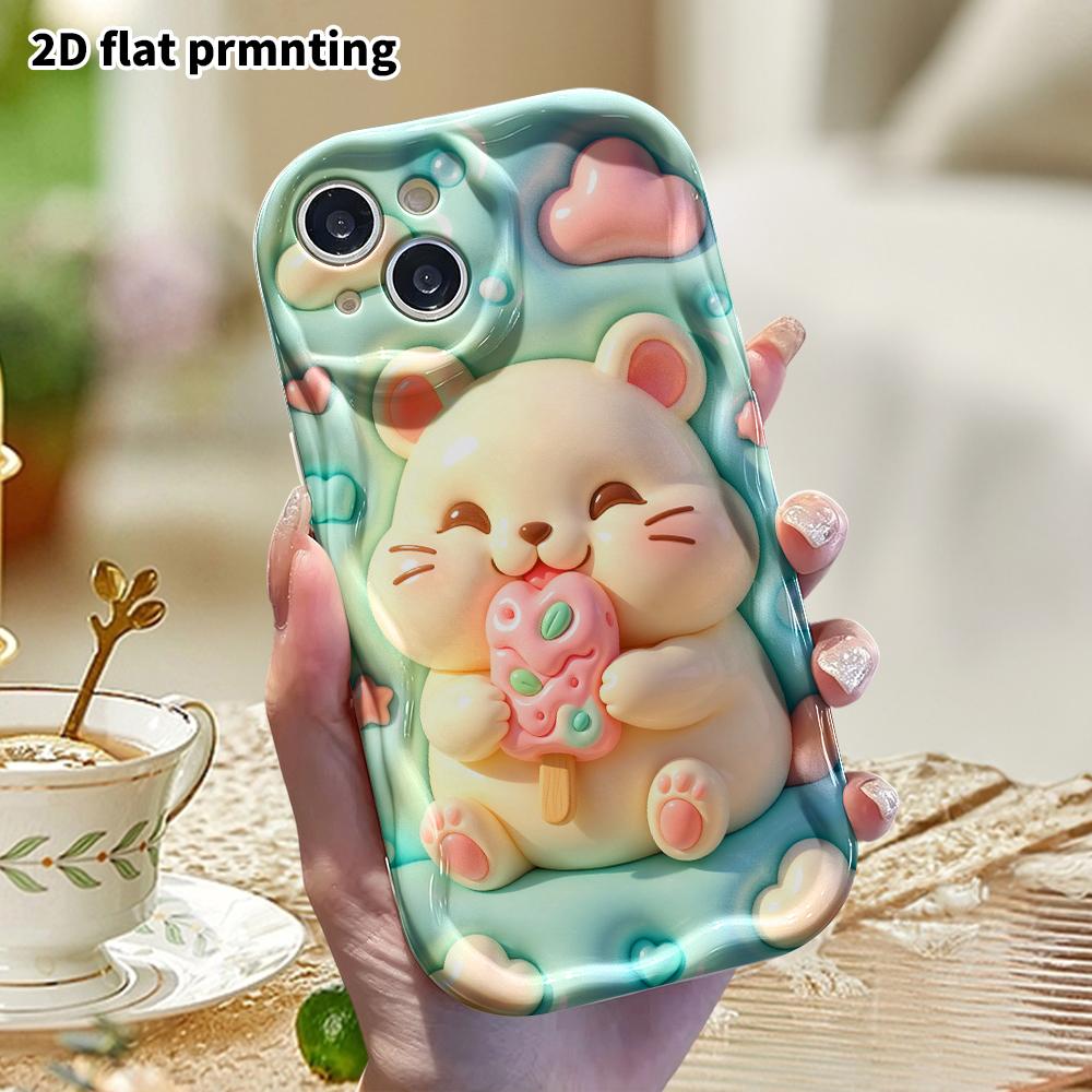 Phone Case: 2D Flat Design Suitable for iPhone 18 17 16 15 14 13 Pro Protective Case, Popsicle Hamster, Perfect Christmas and Halloween Holiday Gift