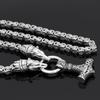Men's Stainless Steel Viking Bear Head Thor Hammer Emperor Chain Pendant Necklace