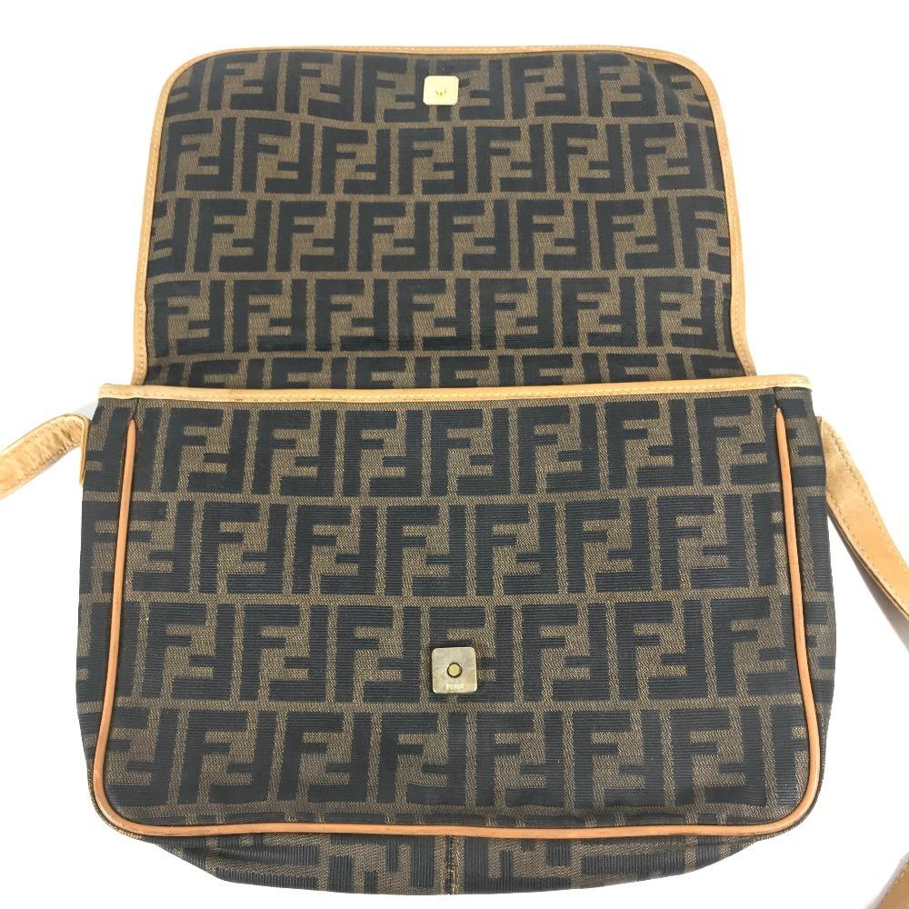 Fendi Vintage Zucca Logo Bag Flap Crossbody Shoulder Bag PVC/Leather Brown