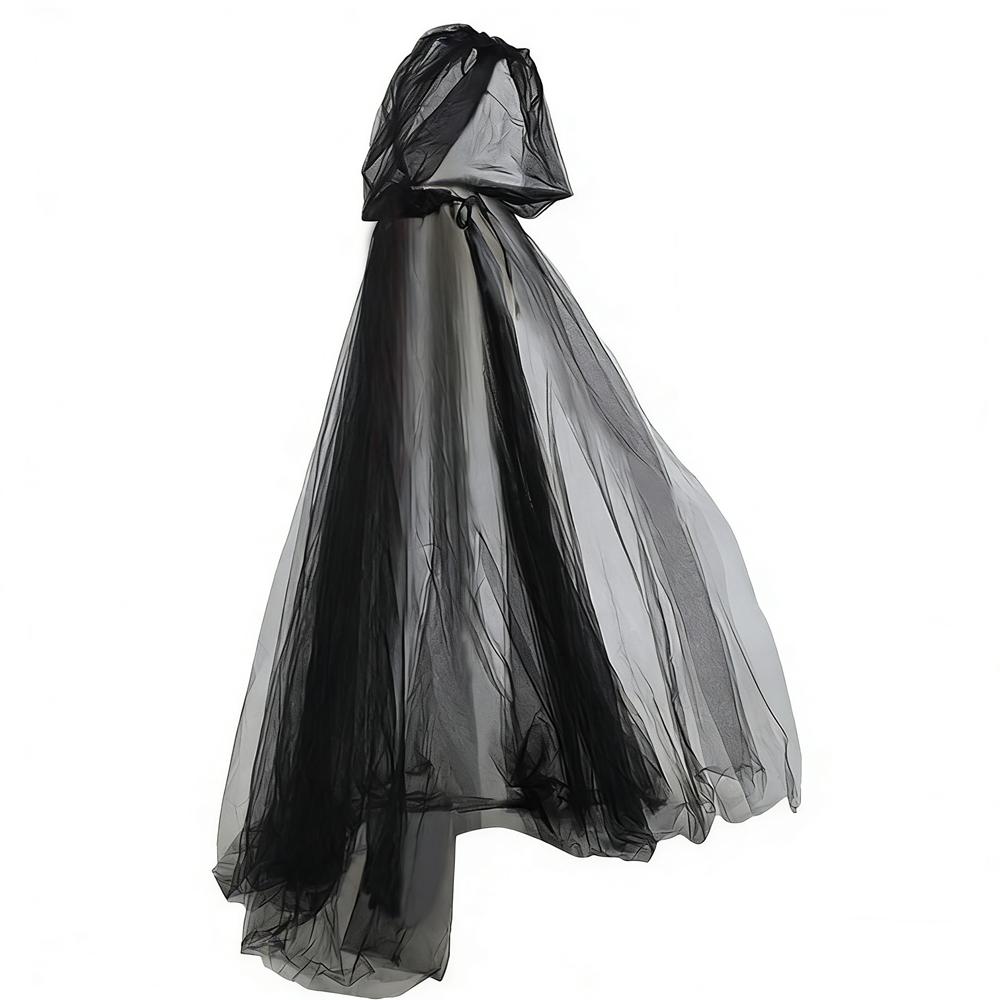 Schwarzer Brautschal Hexen Cosplay Umhang Halloween Cape Spiel Party Kostüm Requisiten Feiertag Verkleidung Vampirkostüm