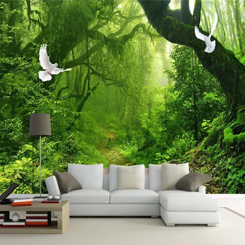 

Large 3d Green Forest Wallpaper Big Tree Mural Living Room Tv Background Wall Mural 200 cm(W) x 140 cm(H)