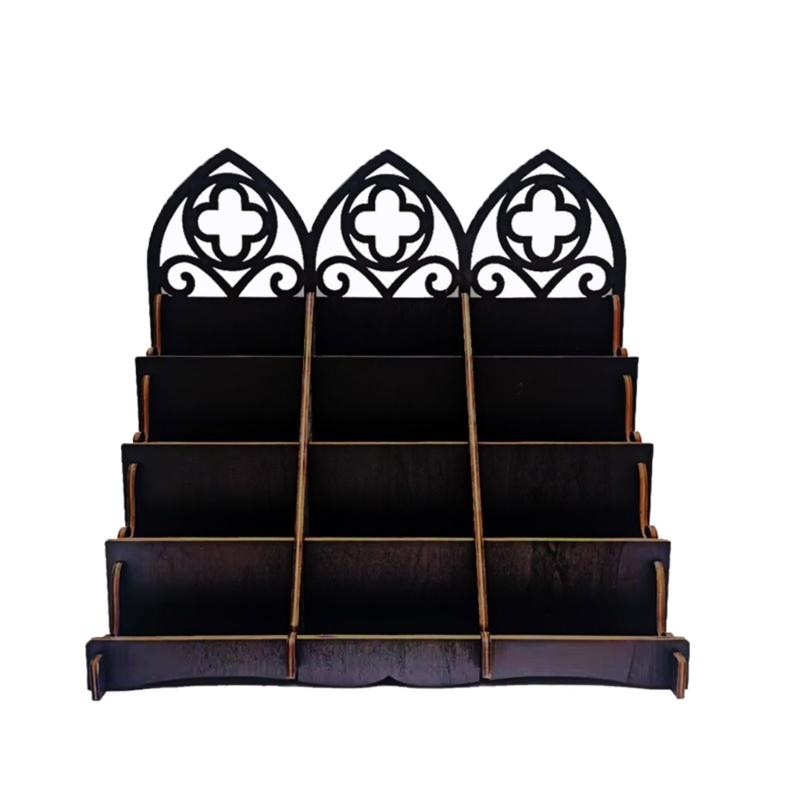 

Організатор з дерева ручної роботи з широкою стійкою основою для сімейної прикраси, офісної експозиції, швидка кришталева акцентна полиця