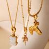 Fashion Light Luxury Bear Pearl DIY Pendant Necklace Stainless Steel Gold Plated Versatile Necklace
