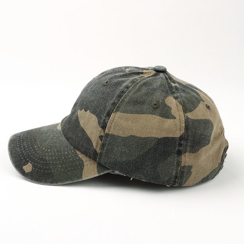 Cotton Washable Camouflage Baseball Cap With Curved Brim For Summer Casual Wear