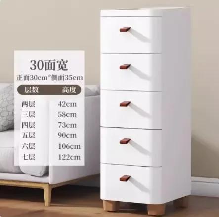 Simple 5 Layer Drawer Storage Cabinet Living Room Toys Frosted Plastic Wood Top Nightstand Organizer Furniture For Home Bedroom