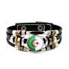 Factory National Country Flag Design Bracelet Crystal Bead Snap Button Sports National Team Jewelry Gift Leather Wrap Bracelet