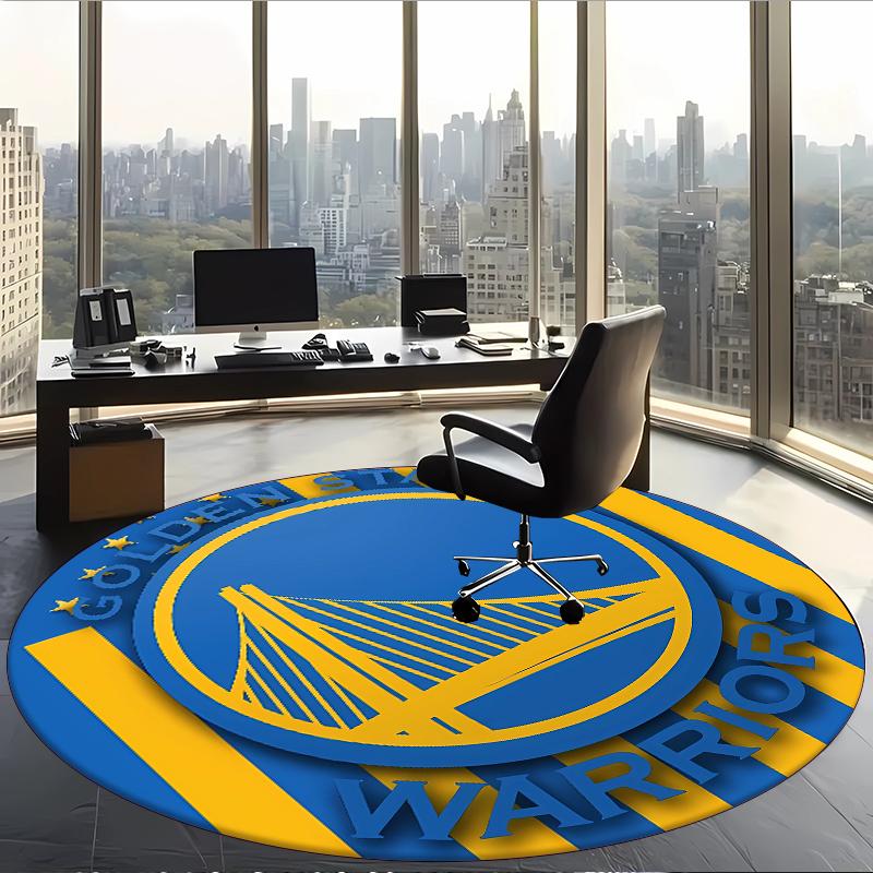Golden State Warriors (1) Round Office Rug Decorative Floor Rug for Office Bedroom Living Room and Home Space