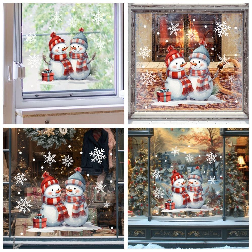 3pcs Self-adhesive New Year Windows Stickers Cartoon Xmas Decals Decor Mural  New Year