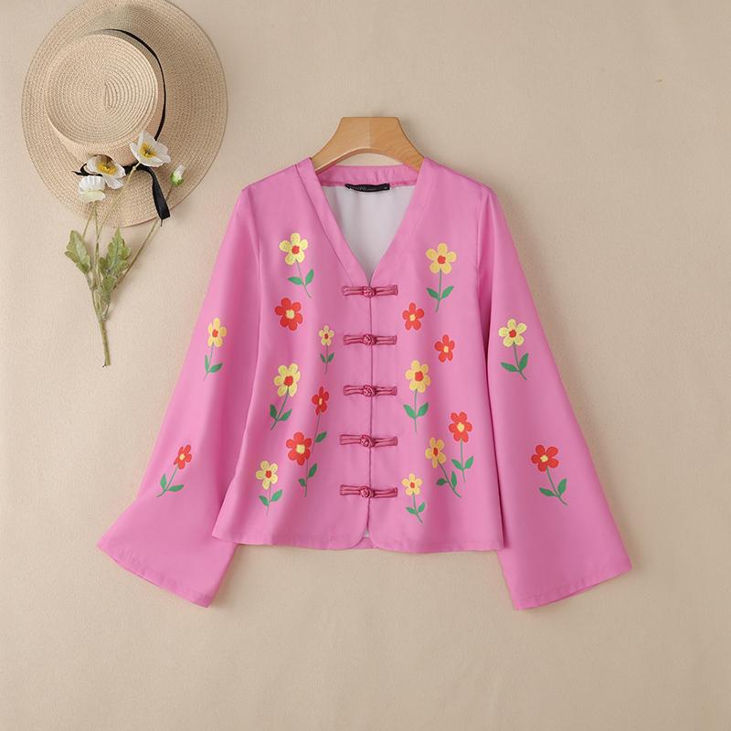 ZANZEA Women V-Neck Casual Long Sleeve Floral Print Blouse