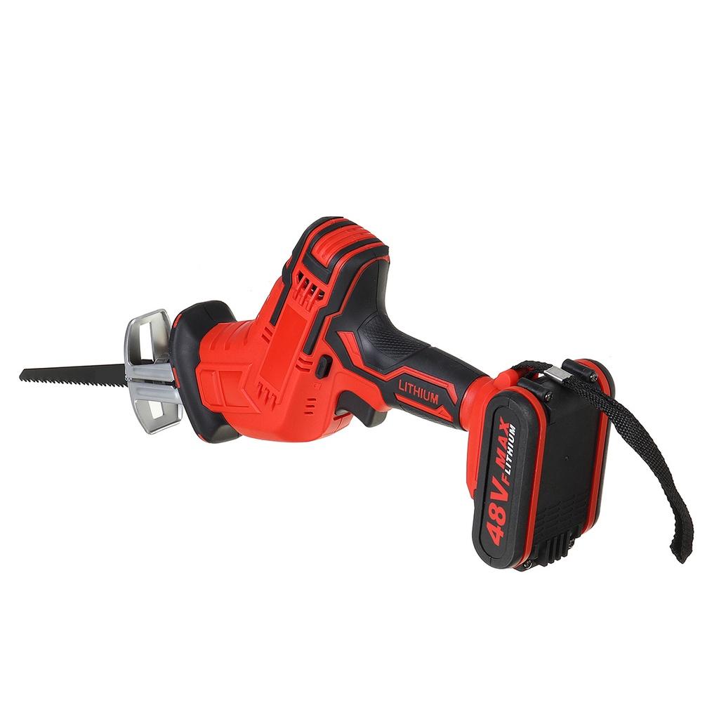 48V Cordless Reciprocating Saw High Speed Chainsaw Wood Metal PVC Pipe Cutting Reciprocating Saw Power Tool with 7500mAh Battery