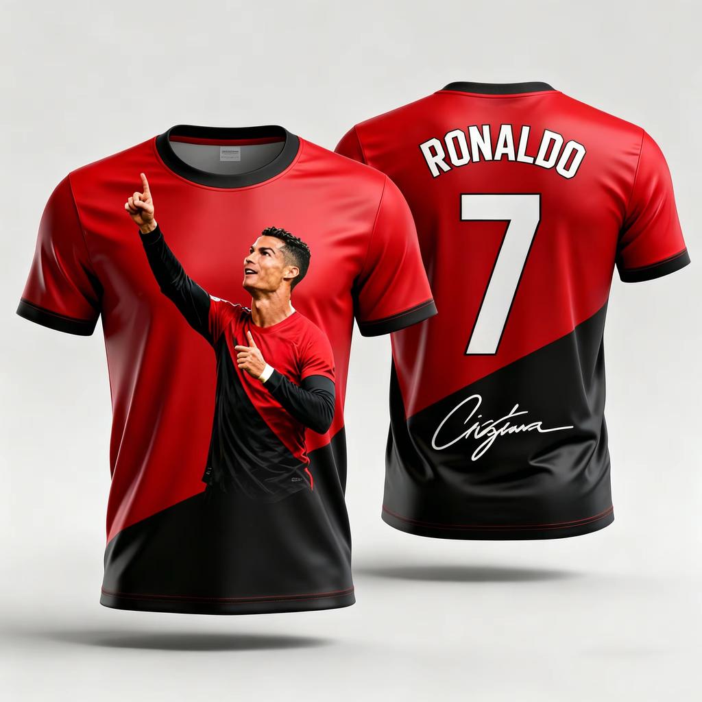 2026 Ronaldo 7 Fotbalový dres Chatgpt AI Styl Dětská Fanouškovská Edice Letní Fotbalová Tréninková Trička Pohodlné Sportovní Oblečení
