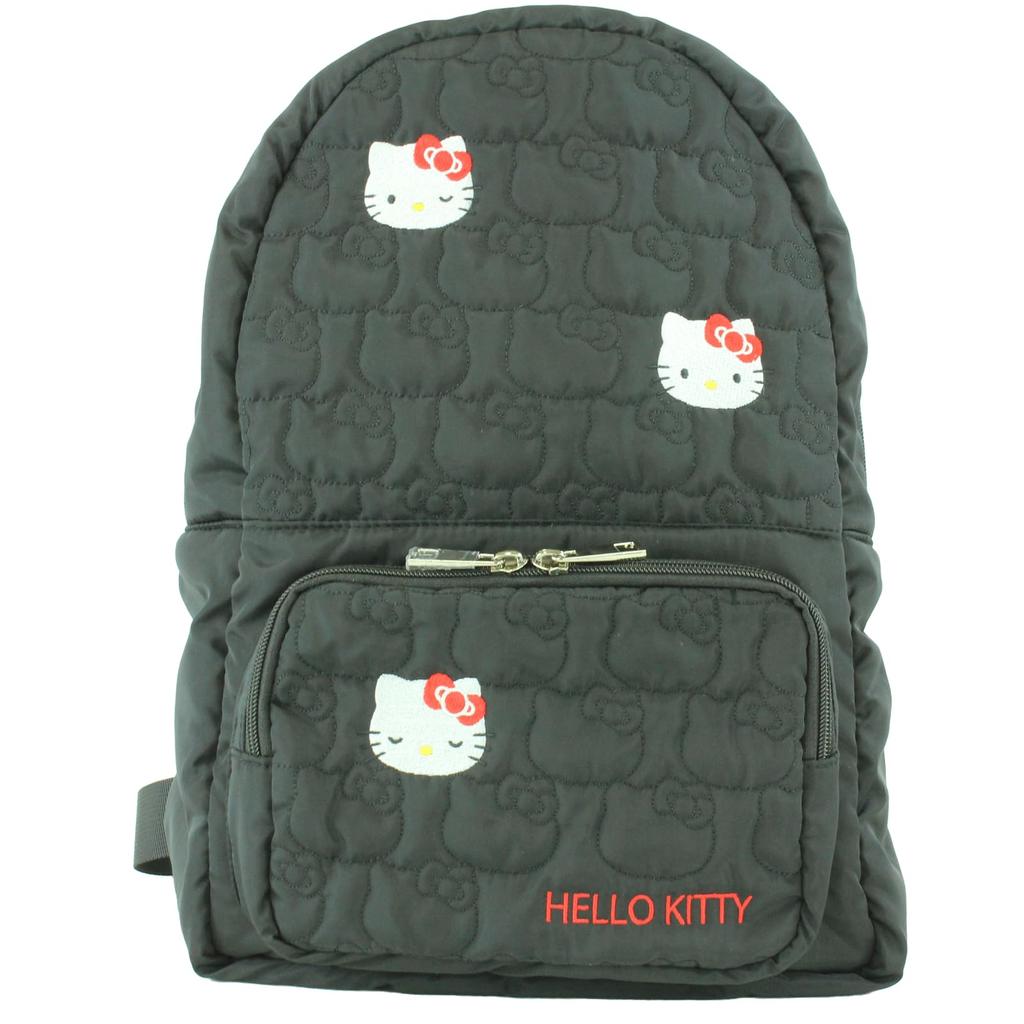 Mochila Hello Kitty preta acolchoada com bordado e