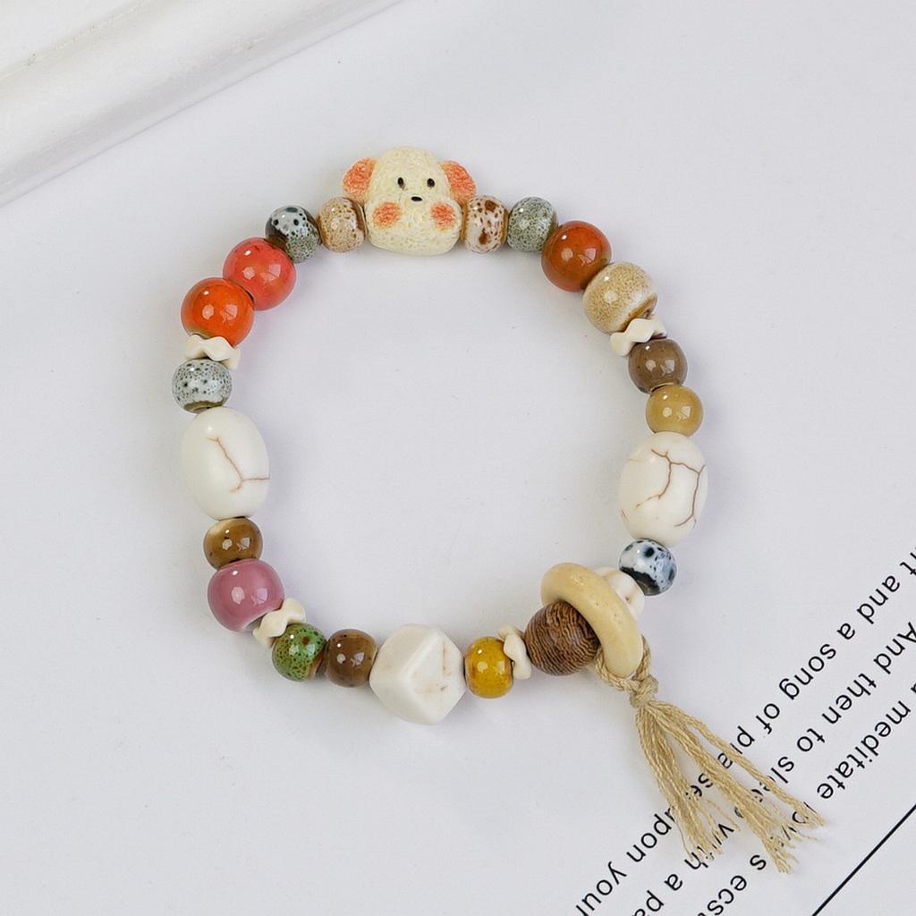 Ceramic beaded bracelet small fresh ancient style national style simple bracelet summer