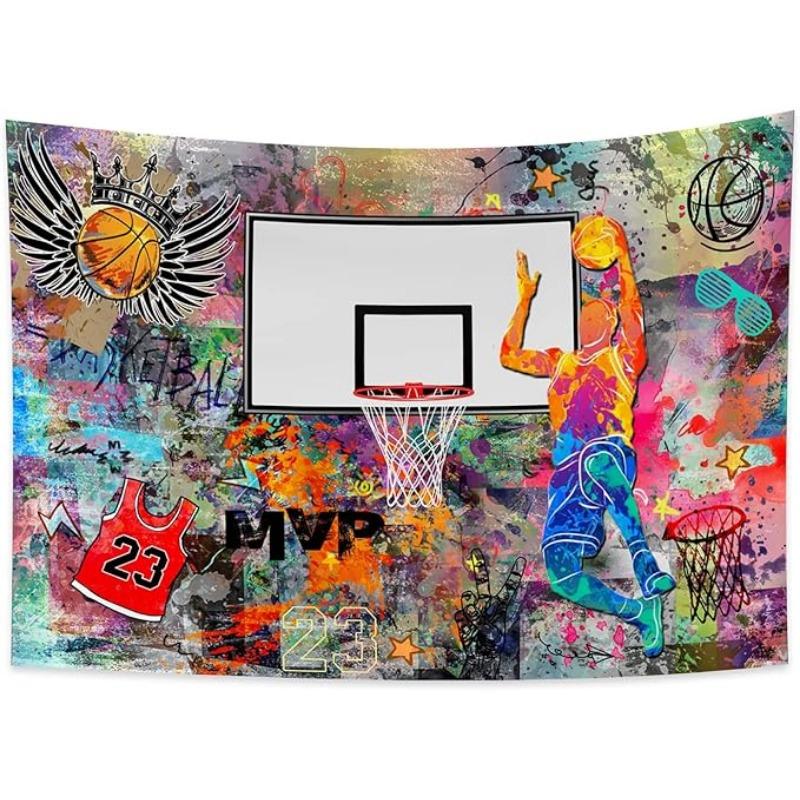 Urban MVP" Colorful Basketball Tapestry - Perfect for Bold, Unique, Stylish & Vibrant Home Decor with Artistic Charm