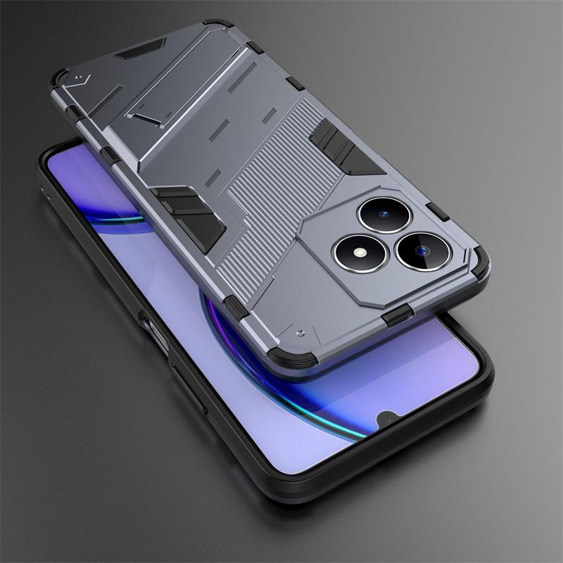 For Realme C51 Case Realme C51 C53 C55 Cover Cases Shockproof Armor PC Stand Silicone Protective Phone Back Shell Realme C51
