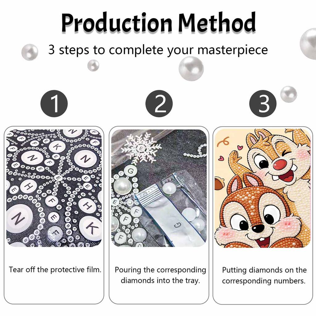 Disney 5D DIY Pearl Painting Kit, Chipmunk Friends Home Bedroom Wall Decor Crafts Handmade Gift