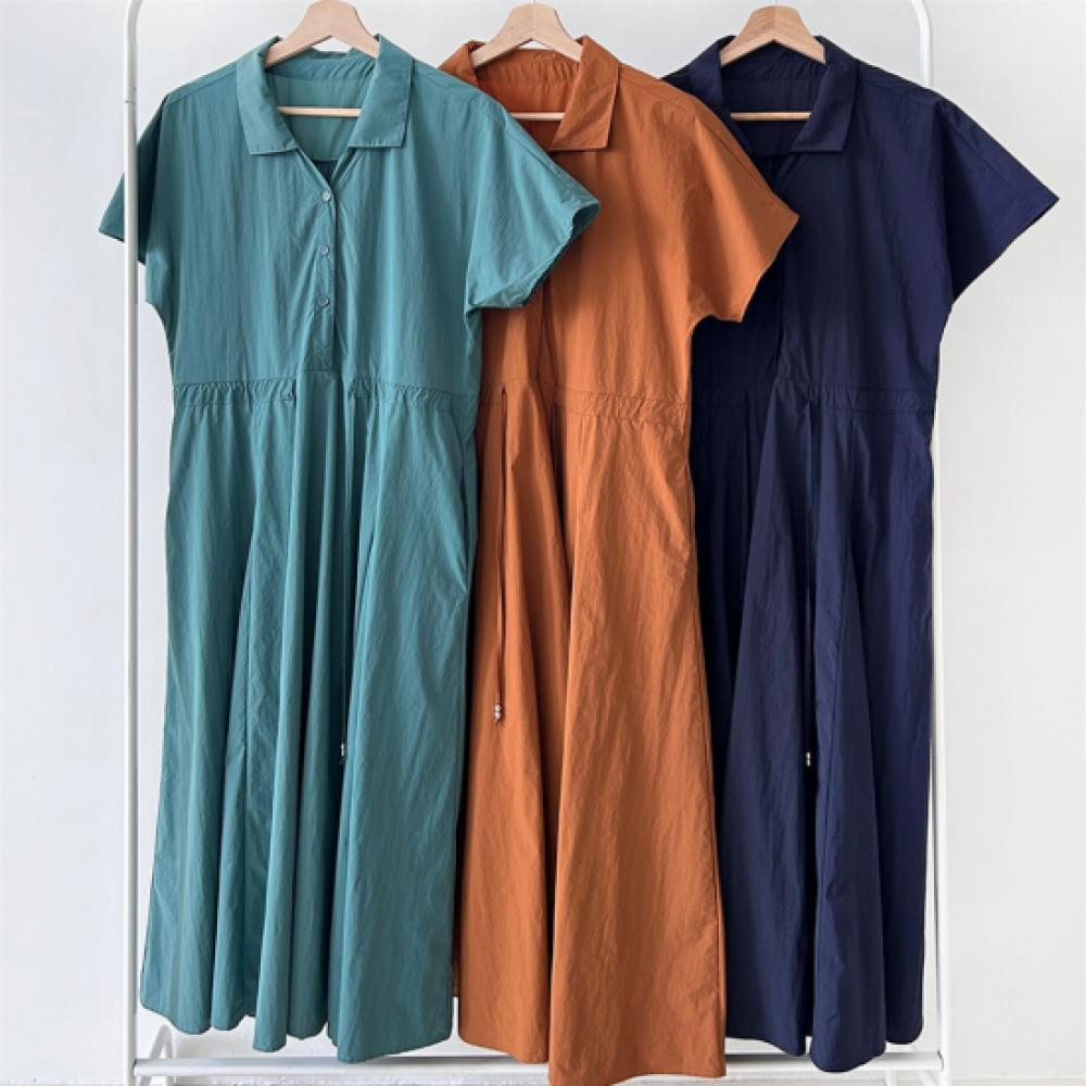 New Arrivals Open Run Women Smock Collar Long Dress