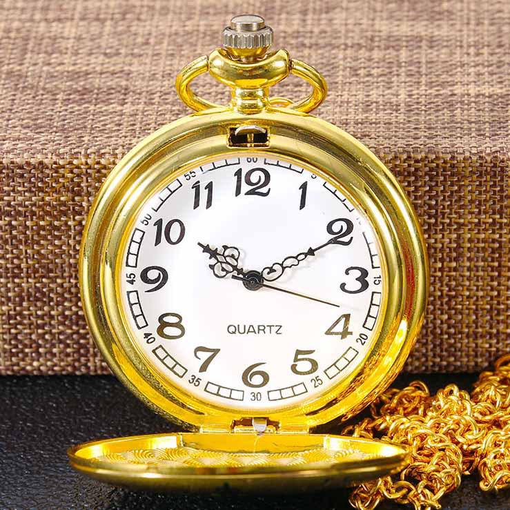 Gold-tone Vintage Pocket Watch & Necklace with "TO MY SON" Engraving - Ideal Father's Day Gift