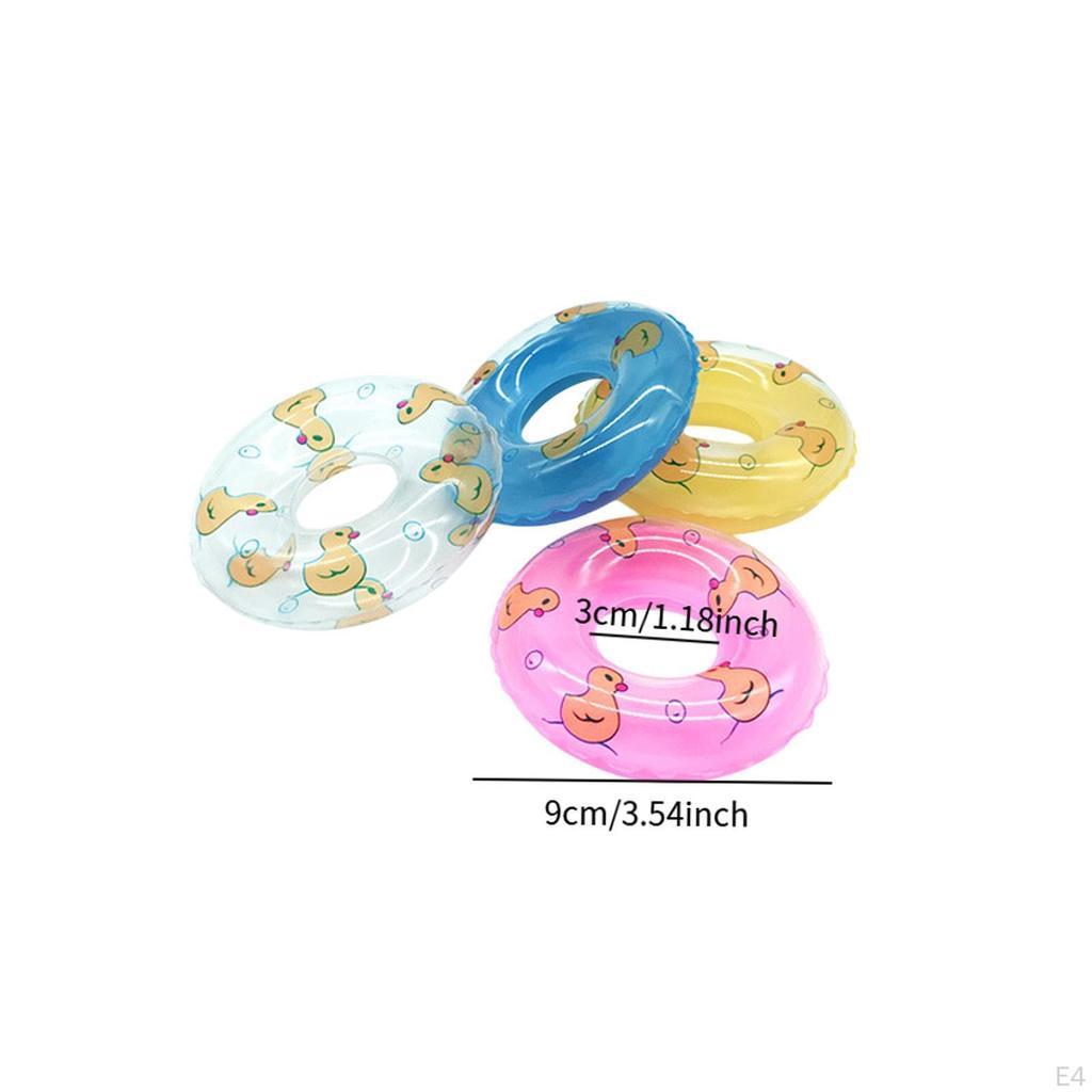 4 Pieces Bathing Toys Swimming Rings Inflatable Gift Doll House Props Miniatures for Children Boys