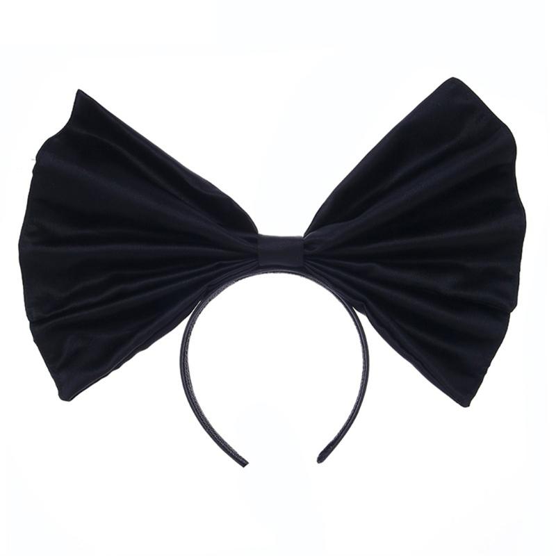 

Women Huge Bow Headdress Satin Big Bows Headband Hairy Photo Props Halloween Hairband Party Hairband for Special Even чорний