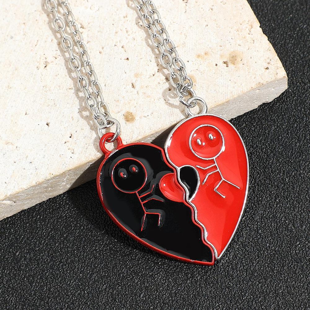 New Couple Necklace Creative Magnet Buckle Men's and Women's Pendant Set Heart-shaped Love Letter Necklace