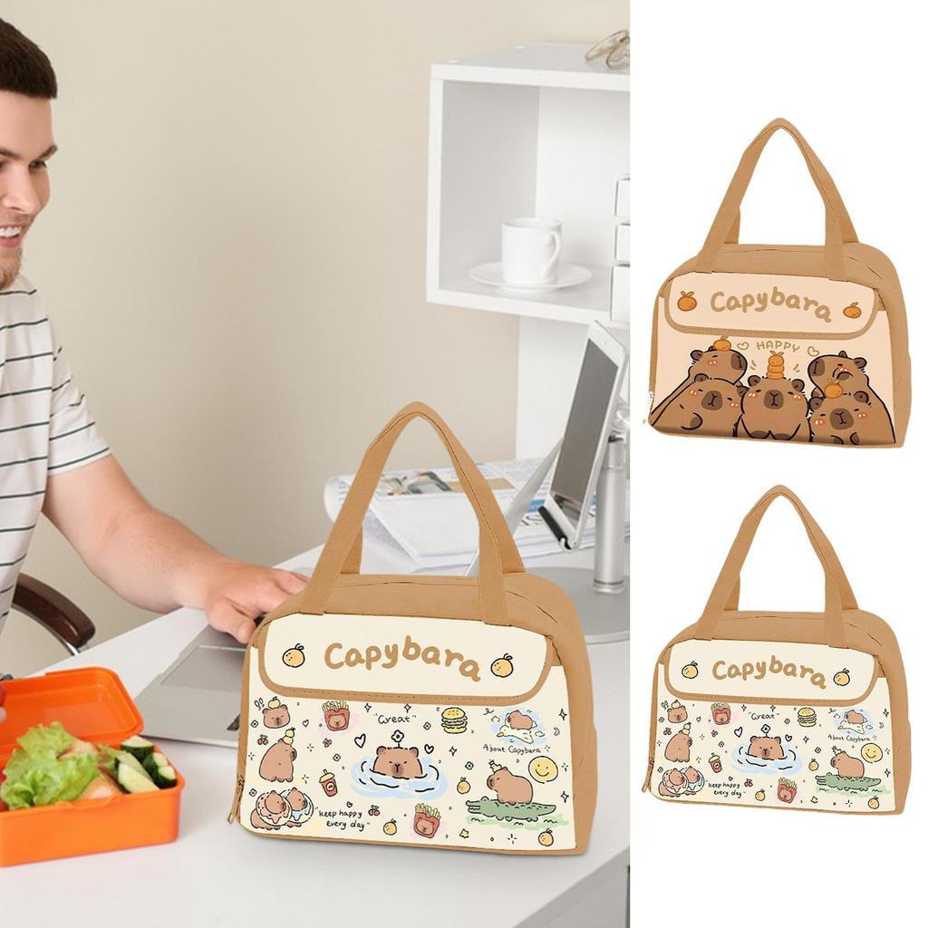 Lunch Bag For Women Cute Lunch Tote Capybara Pattern Thermal Leak-Proof Portable Pack For Teen Travel Work Toddler Picnic Beach