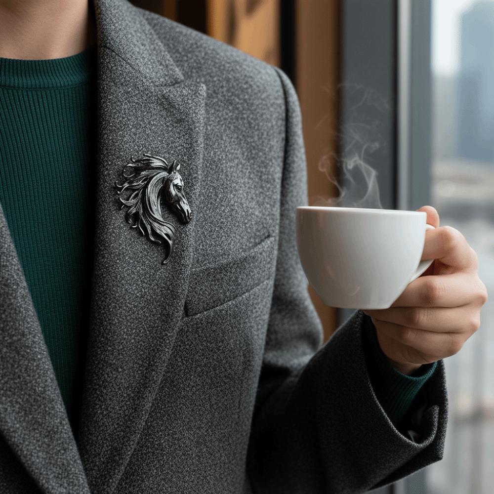 Unisex Design Horse Head Brooches Luxury Glossy Horse Brooches New Brooches Jewelry  New Year Gifts