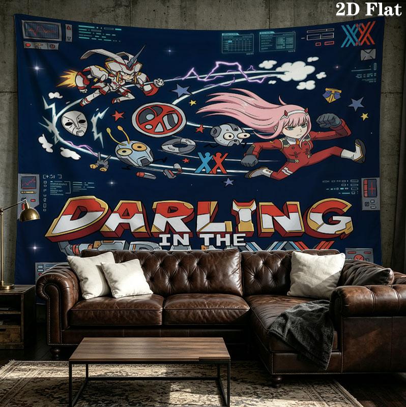 Franxx Wall Tapestry Aesthetic Wall Hanging Printed Fabric Blanket Decorative Tapestries For Bedroom Living Room Home Decor