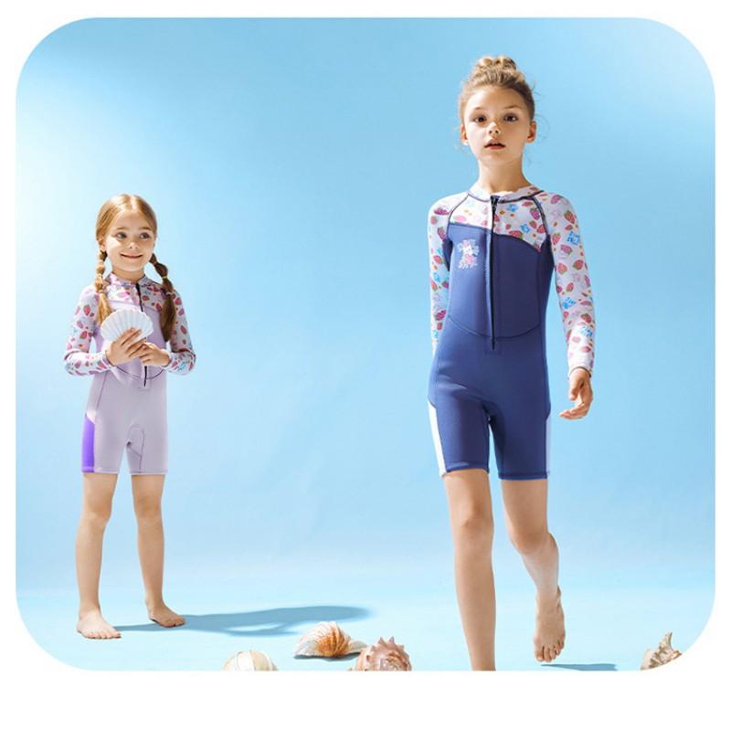 Children's Diving Suit 2.5MM One-piece Long Sleeve Shorts Women Snorkeling Surfing Warm Jellyfish Swimming