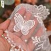 Vintage Lace Birdcage Wedding Veil, Pearl Tassel Bridal Cap Veil, Butterfly Floral Lace Beaded Headpiece for Bride
