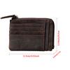 Wielokieszeniowy Portfel Męski Retro Kawa Ręcznie Robiony Skóra Crazy Horse Designerski Zapinany na Zamek Kieszonki na Monety i Karty Kredytowe Małe Saszetki
