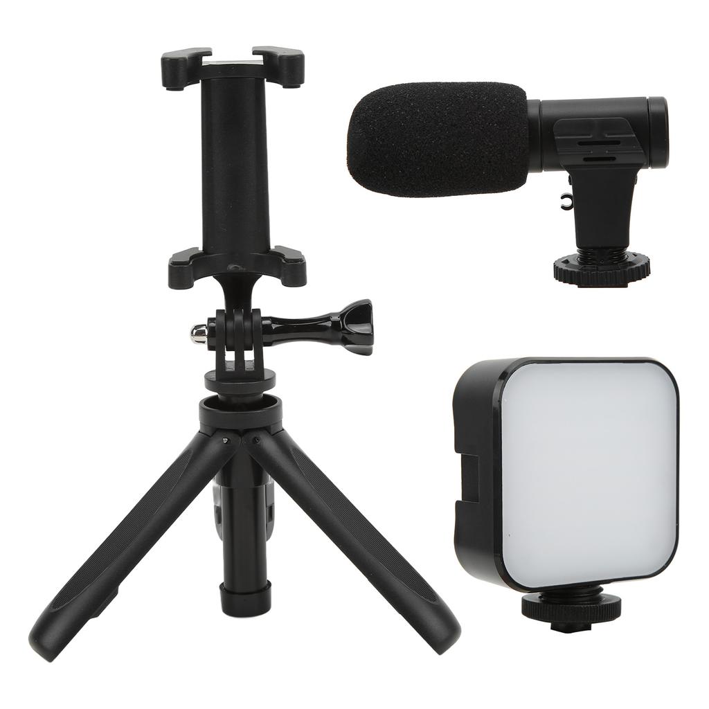 Smartphone Vlogging Kit Live Broadcast Phone Video Microphone Kit with Fill Light Tripod and Phone Holder